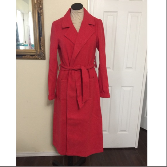 🆕Listing! Cherry Red Faux Wool Long Coat - Picture 7 of 12